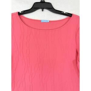 J McLaughlin Top Medium Pink Catalina Cloth 3/4 Sleeve Made In USA Womens